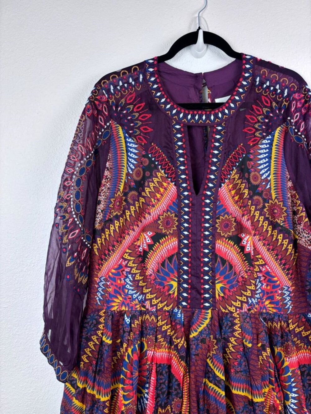 Anthropologie womens 18W Maren embroidered maxi dress purple multicolor bohemian - Picture 6 of 14